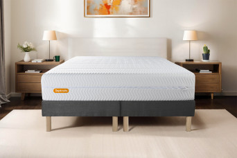 Ensemble Matelas Sommier 200x200 cm - 2 Sommiers Gris - Memo Bio