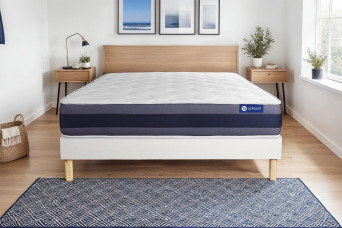 Ensemble Matelas Sommier 130x190 cm - Sommier Blanc (en kit) - Actiflex Morpho