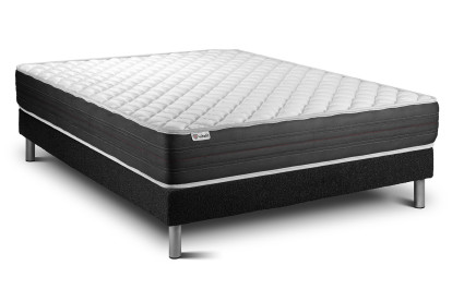 Ensemble Matelas Sommier 135x190 cm - Sommier Noir (en kit) - Vitalmemo One
