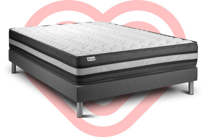 Ensemble Matelas Sommier 135x200 cm - Sommier Gris (en kit) - Vital Power Zen