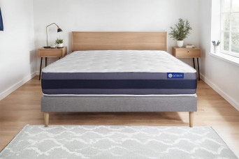 Ensemble Matelas Sommier 120x195 cm - Sommier Gris (en kit) - Actilatex Morpho