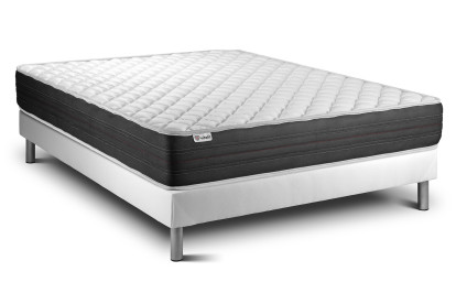 Ensemble Matelas Sommier 135x190 cm - Sommier Blanc (en kit) - Vitalmemo One