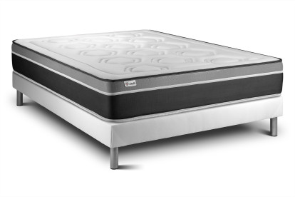 Ensemble Matelas Sommier 140x220 cm - Sommier Blanc (en kit) - Vital Care
