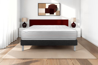 Ensemble Matelas Sommier 135x190 cm - Sommier Noir (en kit) - Vitalmemo