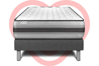 Ensemble Matelas Sommier 120x190 cm - Sommier Gris (en kit) - Vitalpower Recover