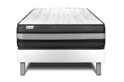 Ensemble Matelas Sommier 120x190 cm - Sommier Blanc (en kit) - Vital Power Zen