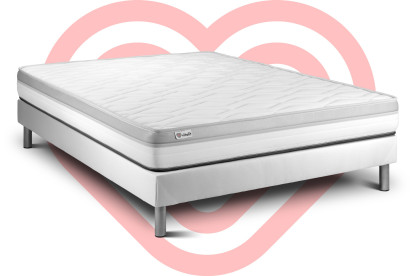 Ensemble Matelas Sommier 150x190 cm - Sommier Blanc (en kit) - Vital Relax