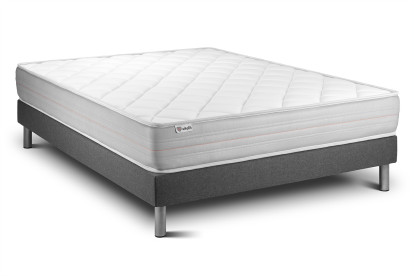 Ensemble Matelas Sommier 160x220 cm - Sommier Gris (en kit) - Vitalmemo