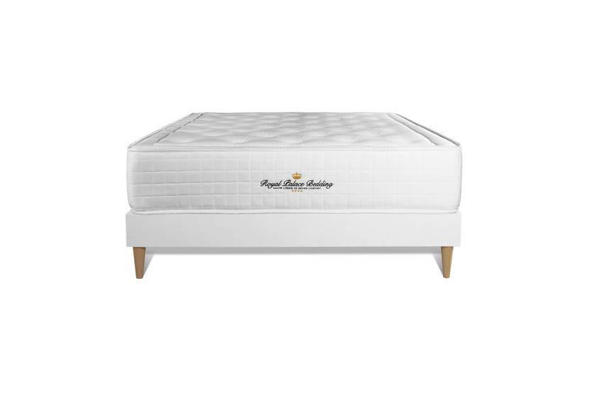 Ensemble Matelas Sommier 130x190 cm - Sommier Blanc (en kit) - Buckingham