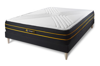 Ensemble Matelas Sommier 160x210 cm - Sommier Noir (en kit) - Ultra