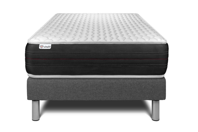 Ensemble Matelas Sommier 120x200 cm - Sommier Gris (en kit) - Vitalspring