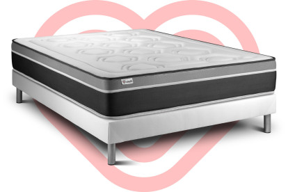 Ensemble Matelas Sommier 180x220 cm - Sommier Blanc (en kit) - Vital Care