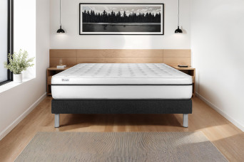 Ensemble Matelas Sommier 135x190 cm - Sommier Noir (en kit) - Vital Spa