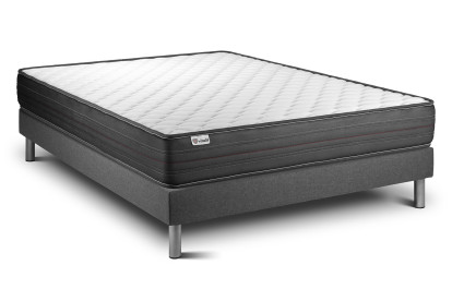 Ensemble Matelas Sommier 130x200 cm - Sommier Gris (en kit) - Vitalpower