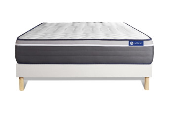Ensemble Matelas Sommier 140x220 cm - Sommier Blanc (en kit) - Actilatex Plus