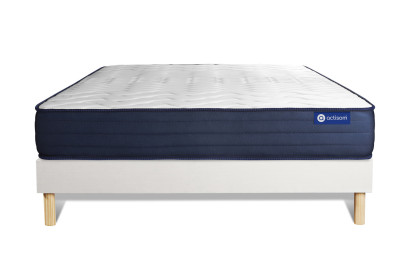 Ensemble Matelas Sommier 130x190 cm - Sommier Blanc (en kit) - Actiflex Life