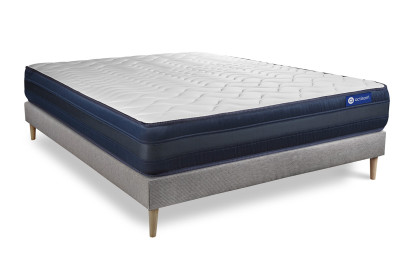 Ensemble Matelas Sommier 180x220 cm - Sommier Gris (en kit) - Actiflex Tech