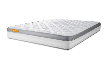 Pack lit complet 200x200 cm - Matelas + 2 Sommiers Blancs + 2 oreillers + Couette - Memo Zen