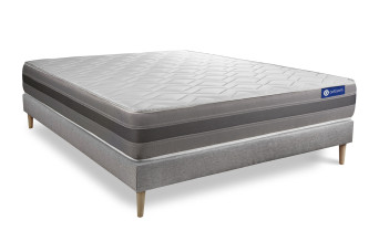 Ensemble Matelas Sommier 160x190 cm - Sommier Gris (en kit) - Actiflex Relax