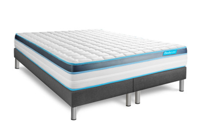 Ensemble Matelas Sommier 200x200 cm - 2 Sommiers Gris - Perform