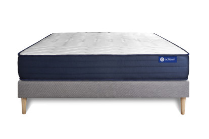 Ensemble Matelas Sommier 120x195 cm - Sommier Gris (en kit) - Actilatex Life