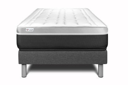Ensemble Matelas Sommier 120x200 cm - Sommier Gris (en kit) - Vital Soft