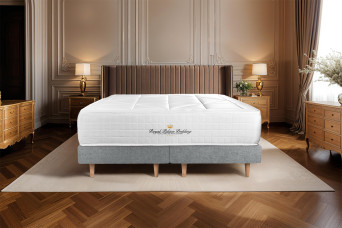 Ensemble Matelas Sommier 200x200 cm - 2 Sommiers Gris (déjà monté) - Windsor