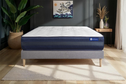 Ensemble Matelas Sommier 150x195 cm - Sommier Gris (en kit) - Actilatex Tech