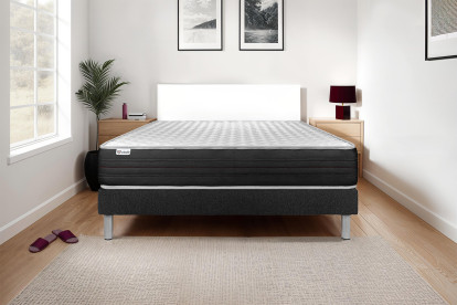 Ensemble Matelas Sommier 130x200 cm - Sommier Noir (en kit) - Vitalmemo One