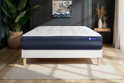 Ensemble Matelas Sommier 160x210 cm - Sommier Blanc (en kit) - Actilatex Tech