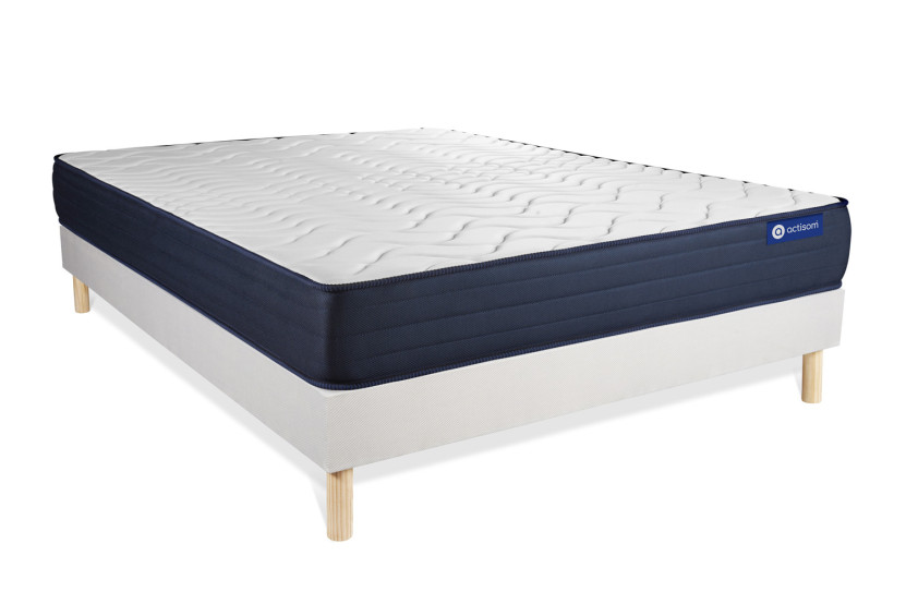 Ensemble Matelas Sommier 120x195 cm - Sommier Blanc (en kit) - Actilatex Life