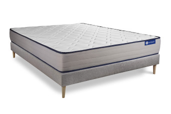 Ensemble Matelas Sommier 135x200 cm - Sommier Gris (en kit) - Actimemo Form