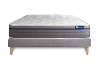 Ensemble Matelas Sommier 140x220 cm - Sommier Gris (en kit) - Actiflex Zen