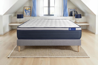 Ensemble Matelas Sommier 120x195 cm - Sommier Gris (en kit) - Actilatex Max