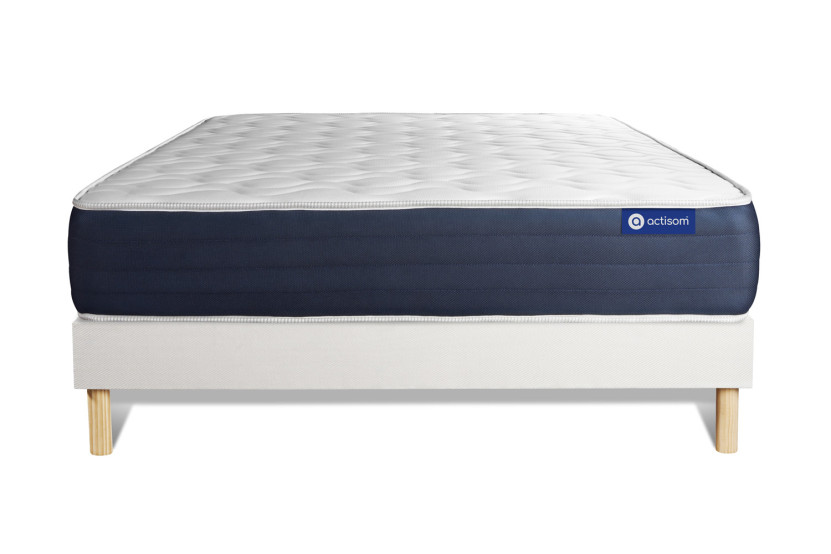 Ensemble Matelas Sommier 150x195 cm - Sommier Blanc (en kit) - Actiflex Sleep