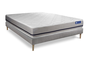 Ensemble Matelas Sommier 160x195 cm - Sommier Gris (en kit) - Actimemo Soft