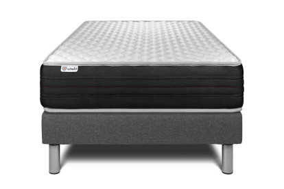 Ensemble Matelas Sommier 120x200 cm - Sommier Gris (en kit) - Vitalmemo One
