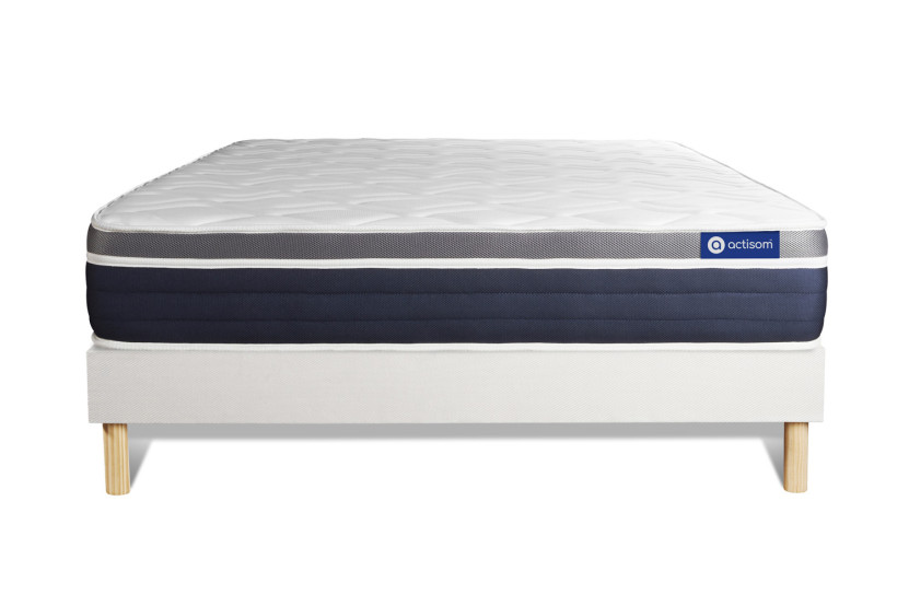 Ensemble Matelas Sommier 160x190 cm - Sommier Blanc (en kit) - Actimemo Confort