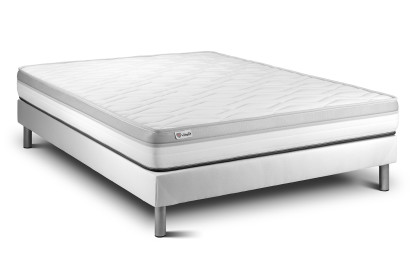 Ensemble Matelas Sommier 140x220 cm - Sommier Blanc (en kit) - Vital Relax