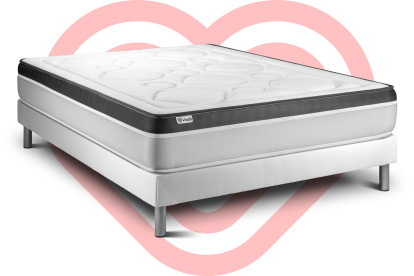 Ensemble Matelas Sommier 150x190 cm - Sommier Blanc (en kit) - Vital Ergo