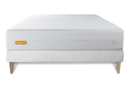 Ensemble Matelas Sommier 200x200 cm - Sommier Blanc (en kit) - Memo Bio