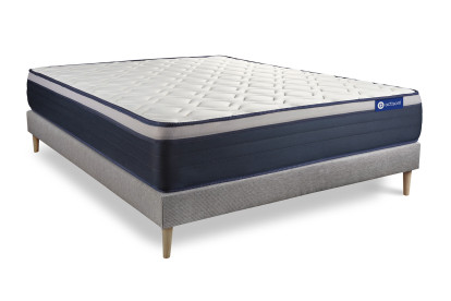 Ensemble Matelas Sommier 120x195 cm - Sommier Gris (en kit) - Actiflex Max