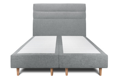 Lit 2x 80x200 cm - Sommier tapissier H35 cm + tête de lit à lignes - Tissu Toile natté Gris Anthracite