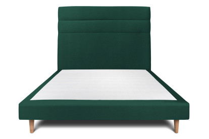 Lit 140x200 cm - Sommier tapissier H29 cm + tête de lit à lignes - Tissu Velours Vert