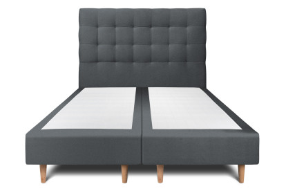 Lit 2x 100x200 cm - Sommier tapissier H35 cm + tête de lit capitonnée - Tissu Velours Gris Anthracite