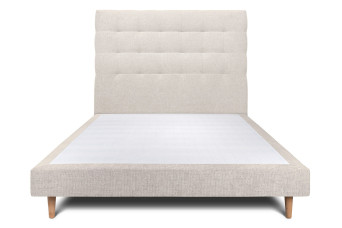 Lit 150x190 cm avec Tête de lit capitonnée - Tissu Toile natté