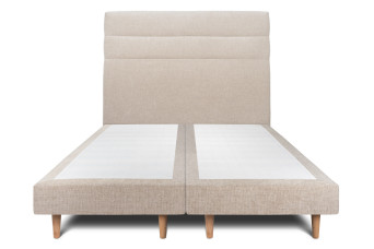 Lit 2x100x200 cm avec Tête de lit à lignes - Tissu Toile natté