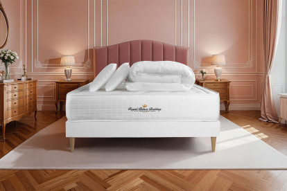 Pack lit complet 160x200 cm - Matelas + Sommier Blanc (en kit) + 2 oreillers + Couette - Buckingham