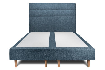 Lit 2x80x200 cm avec Tête de lit à lignes - Tissu Bouclette
