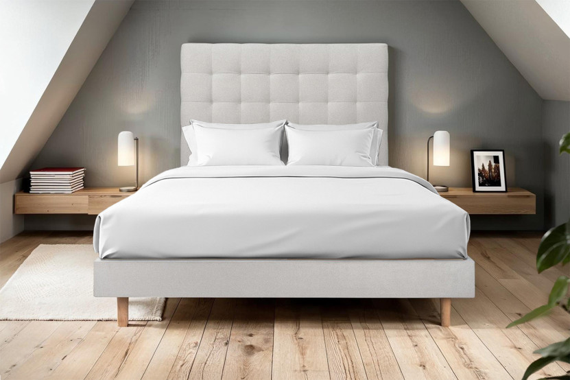 Lit 150x200 cm avec Tête de lit capitonnée - Tissu Velours